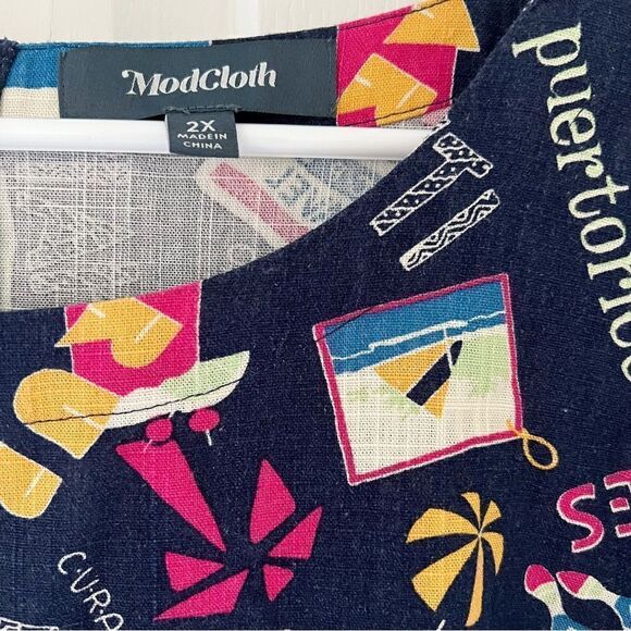 ModCloth Linen Multicolored Island Tropical Shirt - Picture 4 of 6